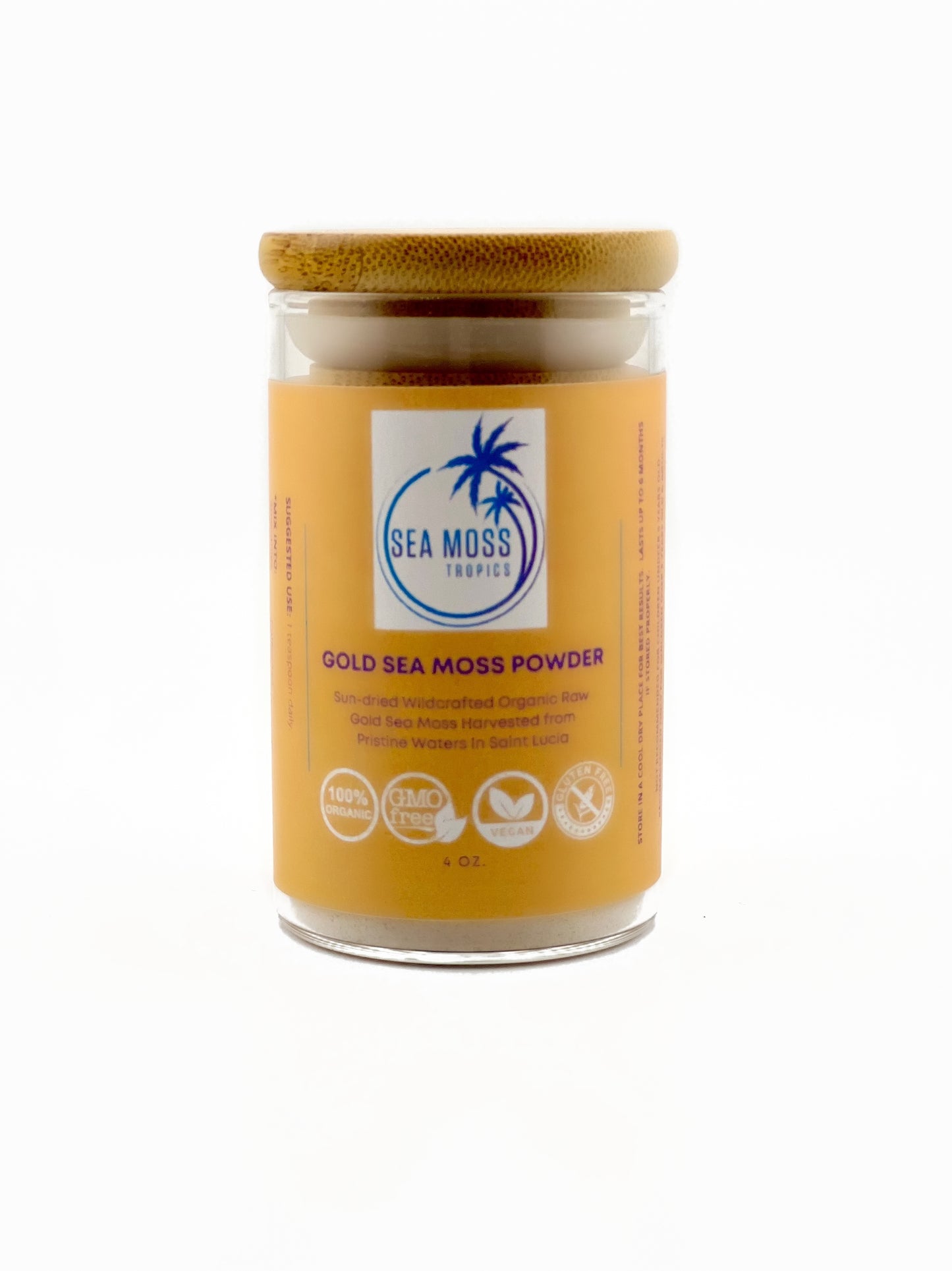 GOLD Sea Moss Powder - 100% Organic, Vegan, Non-GMO, Gluten-Free Wildcrafted GOLD Sea Moss - 4oz.