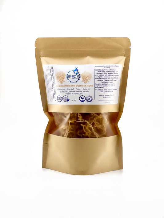 Premium Wildcrafted Raw GOLD Sea Moss - 100% Organic - Make Your Own Sea Moss Gel!