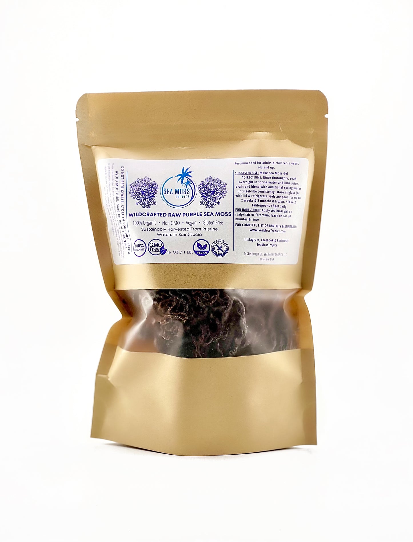 Premium Wildcrafted Raw PURPLE Sea Moss - 100% Organic - Make Your Own Sea Moss Gel!